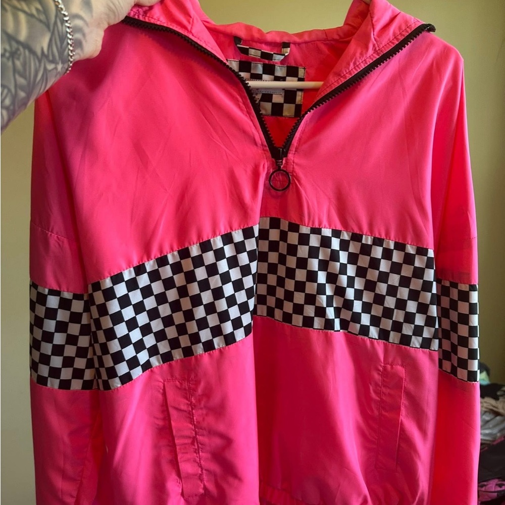 Women's Pink Checkered Ski Jacket
